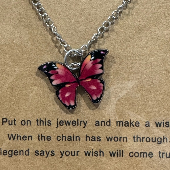 Whimsical, Cute Make A Wish Butterfly Necklace - Picture 2 of 3
